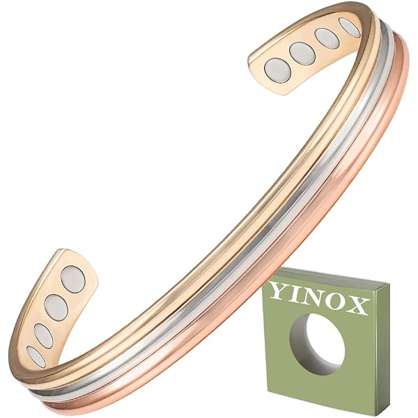 Wollet - anello magnetico di rame per artrite, da uomo e da donna, intrecciato a tre colori
