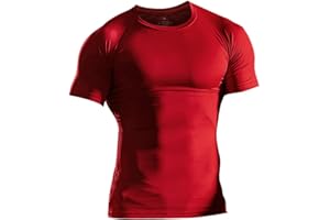 Muscle Alive Uomo Magro Stretto Compressione Livello Base Manica Corta Maglietta Bodybuilding Top Poliestere e Spandex