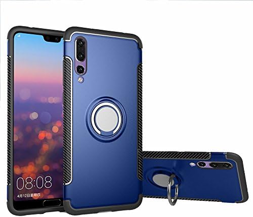 Huawei P20 pro case with Finger Grip Ring Magnetic Car Mount holder, XIANGFANG Rugged TPU/PC Double layer Hybrid Armor cover and 360° Rotation Kickstand 2 in 1. blue