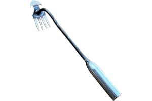 BloomExcellent One Piece Stainless Steel 4 Teeth Operated Weeding Tool Durable Gardening Hand Weeding Tools Convenient Grass Weed Puller Tool for Vegetable Gardening