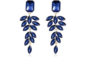FDEETY Leaf Shape Crystal Drop Earrings Elegant Dangle Statement Jewelry Luxurious Rhinestone Chandelier Accessories