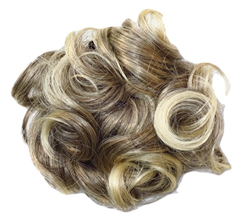 HAIR EXTENSIONS CURLY MESSY DRAWSTRING UPDO FULL BUN BROWN BLONDE MIX