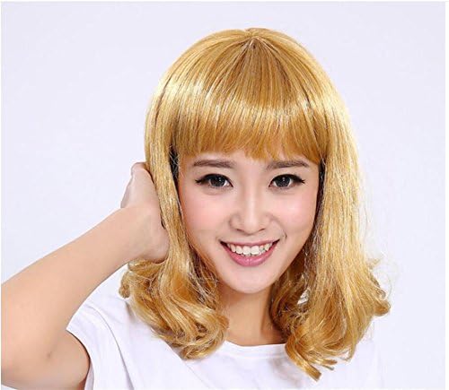 Meydlee Medium Stylish Synthetic Hair Wig for Women with Flat Fringe Blonde