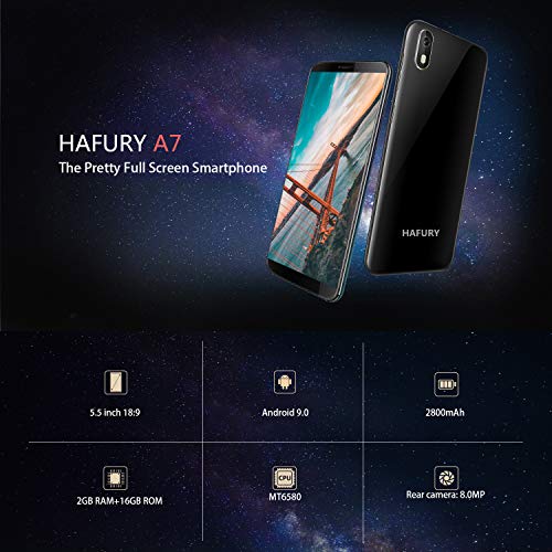 Hafury A7 (2019) Android 9.0 Dual SIM Smartphone ohne Vertrag, 5.5" (18:9) Touch Display, 2GB Ram+16GB interner Speicher, Quad-Core, 8MP Hauptkamera / 5MP Frontkamera und Face-Unlock Funktion – Bild 3