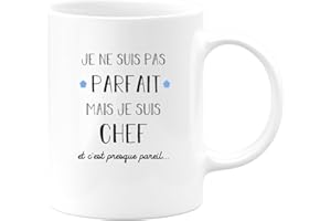 quotedazur - Mug Je Ne Suis Pas Parfait Mais Je Suis Chef - Cadeau Chef - Idée Cadeau Pot Départ Retraite Mutation - Tasse Pour Un Nouveau Chef Travail Noël