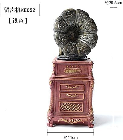 IThe old European style coffee machine shop decoration retro bar decorated living room setting display props Home Furnishing phonograph,KE052 phonograph [silver horn]