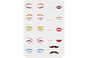 FINGERINSPIRE Facial Features Stencils 29.7x21cm Plastic Eyes Stencils Large Reusable Mouth Lips Pattern Stencil Nose Mustaches Craft Painting Stencil To Draw Faces On Wall Wood Fabric