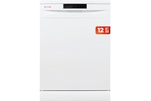EVVO Lave-vaisselle 60 cm D1, 12 couverts, 5 programmes, plateau réglable, panneau caché (standard - 60 cm, blanc)