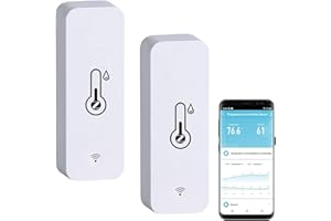 ZECAMIN Termometro intelligente igrometro, mini sensore di temperatura e umidità per interni, sensore di umidità della temperatura, controllo remoto per Greenhouse,compatibile Alexa.2 PCS.ZigBee Hub richiesto