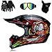 Produktbild Helm Motorrad ATV ADV UTV Motorrad Sportschutzhelm Offroad D.O.T Ausdauer Zertifizierung Sicherheit, mit Okular/Handschuhe/Maske (Color : Red, Size : M(54~55cm))