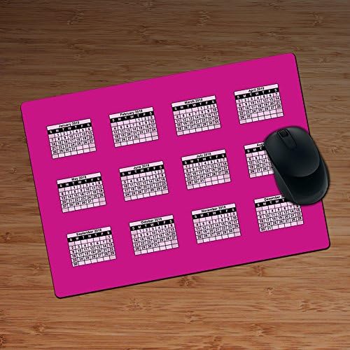 Violet Red - 2018 Calendar Large (28cm x 20cm) Mouse Mat - Premium (5mm Thick)With Large Date Grid