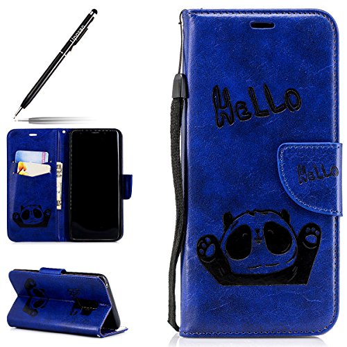 Leather Case for Galaxy S9 Plus, Flip Cover for Galaxy S9 Plus, Uposao Cute Funny Panda Pattern Printed Ultra Thin Slim Leather Wallet Case Folio Protective Case [Soft Silicone Inner