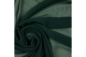 TEXTILE PLAZA 125 Colours Premium Plain Dyed Chiffon Fine Soft Georgette Sheer Dress Fabric (1 Metre, Dark Forest Green 6805)