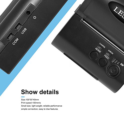 Thermal Drucker,LESHP Bluetooth Drucker Bluetooth Tragbare Mini 80mm Thermodrucker Bondrucker POS Wireless Kassendrucker Drucker Thermo Quittungsdrucker Thermal Dot Receipt Printer für Windows Android IOS - 4