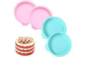 Ovtai Lot 4 Moules à Gâteaux Ronds Silicone Anti-Fuite, Antiadhésif 20 cm Rose Vert
