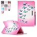 Produktbild iPad Mini 1/2/3 Hülle, Deenor Bunt Painting und Stilvoll Brieftasche Tasche PU Leder Flip Protective Stand Tasche Schutzhülle Hülle für Apple iPad Mini 1/2/3 Generation.[Blue Butterflies]