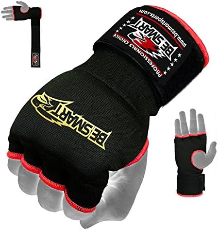 BeSmart Gel Padded Inner Gloves Training Gel Elastic Hand Wraps for Boxing Gloves Quick Wraps Men & Women Kickboxing Muay Thai MMA Bandages Fist Knuckle Wrist Wrap Protector Handwraps