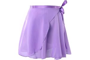 KEMUZ Jupe de Ballet Danse Portefeuille en Mousseline pour Enfants Femme avec Ceinture Cravate Fille, Jupe Adolescente Jupette Danse Classique Fille Tutu Femme（Violet）