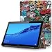 Produktbild Huawei MediaPad T5 10 Hülle - Ultra Dünn und Leicht PU Leder Schutzhülle mit Standfunktion für Huawei MediaPad T5 Wifi / LTE Tablet-PC (25,6 cm, 10,1 Zoll), Graffiti