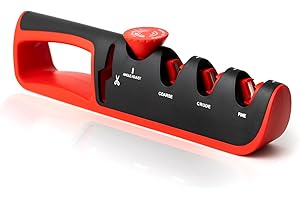 CHONGCIN 4 en 1 Eguiseur De Couteau,Affuteur Couteau Avec Poignée À Angle Réglable,3-Stage Affuteuse Couteaux,Eguiseur De Couteau Professionnel,Affutage Couteau Pour Ciseaux