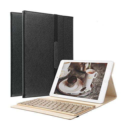 Samsung Galaxy Tab A 10.1 Tastatur-KVAGO Hülle mit Bluetooth Ultra-Thin deutschen QWERTZ Tastatur (SM-T580N SM-T585N) 7 Farbige Hintergrundbeleuchtung Keyboard Auto Schlaf/Aufwach Funktion Case Einschließlich der Schutzfolie und Eingabestiftt für Galaxy Tab A 10.1-Schwarz