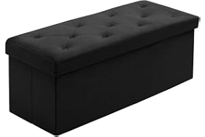 BRIAN & DANY Folding Storage Ottoman Bench, Velvet Large Ottoman Storage Box for Living Room and Bedroom 110 x 40 x 40 cm, Black