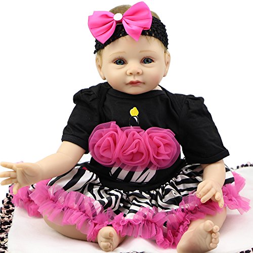 22 Inch Newborn Baby Girl Soft Silicone Reborn Lifesize Baby Princess Toy Lifelike Doll Birthday Gift