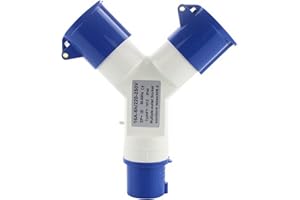 Wjelet 16A 2-Way Caravan Hook Up Cable Splitter, Adattatore elettrico di allacciamento, Spina impermeabile IP44, Presa industriale, Convertitore di cavo principale di alimentazione per campeggio