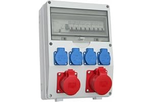 ETF Wall Distributor Construction Power Distributor 1 x 32 A CEE / 1 x 16 A CEE / 4 x 230 V with FI and Circuit Breakers EL8
