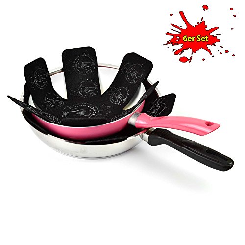 6x Pfannenschutz-Set zum Schutz vor Kratzern für Ihre Töpfe und Pfannen, der trendige Küchenhelfer, waschmaschinenfest, bis 37cm Durchmesser
