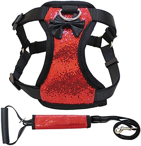 BuyHere Dog Safety Vest Dress Harness Soft Padded Protective Walking Vest Harness Adjustable Car Safety Lesh Harness (L, RedB)