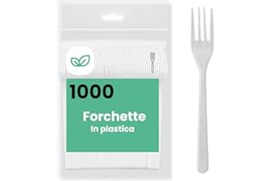 MARKETCAFFE 1000 forchette bianche in plastica riutilizzabili, eco riutilizzabili, lunghezza 16,5 cm, lavabili in lavastoviglie, ideali per dolci, dessert, pasta, frutta.