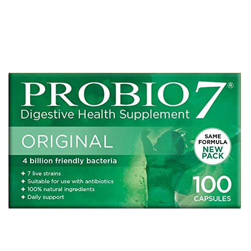 Probio7 Original | Contiene 7 specie di batteri amici | Ogni capsula contiene 4 miliardi di batteri amici e 2 tipi di fibre prebiotiche | 100 Capsule