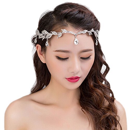 ThyWay - Diadema para novia, diseño de hojas de cristales brillantes