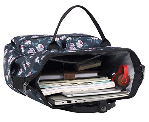 HotStyle DISA Fashion Blumen Damen Laptop Rucksack 14 zoll  44x27x17cm  - Rose Grau