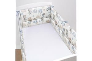 BABYSAFE Baby Safe Paracolpi Lettino Traspirante Certificato Oeko Tex Antisoffoco Sistema Air Mesh 100% Cotone Paracolpi Lettino 4 Lati 360x30cm Culla Garantisce al Bambino un Ambiente Sicuro per la Nanna|D5