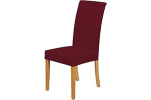 CMAKER Chair Covers Stretch Spandex Fabric Chair Slipcover Seat Cover for Home Washable Removable Parsons Chair Protector Dining Room Kitchen Hotel,Set of 2,Burgundy