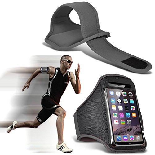 I-Sonite (Grey) Adjustable Sweatproof/Water Resistent Sports Fitness Running Cycling Gym Armband Phone Case For Oppo Find X Lamborghini Edition [ XXL]