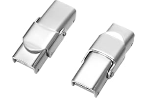 HOUSWEETY 5 Fermoir Dentelure en Acier Inoxydable Verrouillage Mecanisme pour Corde Cuir Plat Collier Bracelet