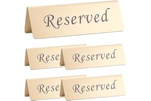 UNICRAFTALE 5Pcs Reserveds Table Signs Stainless Steel Reserved Sign for Restaurant Golden Metal Table Top Reserveds Sign Double Sided Reserved Tables Signs for Business Office Weddings Events