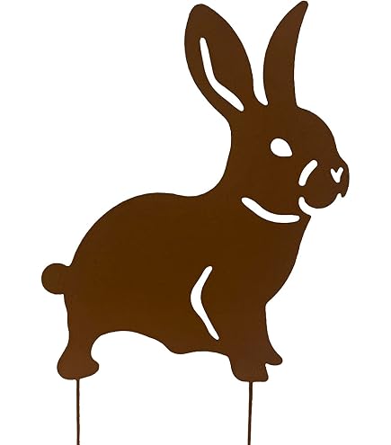4 Deko-Stecker „Hase Mümmel“ In Edelrost – Garten- & Osterdeko, Ca. 34 Cm Lang