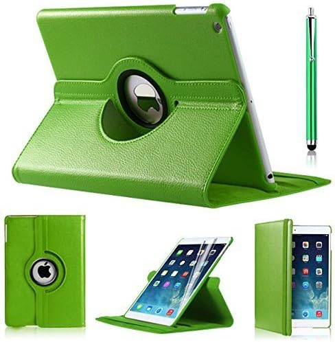iPad 9.7" Case Corner Protection iPad 9.7" 2017 360 Rotating Smart Case Cover Stand for Apple iPad 9.7" 2017 With SCREEN PROTECTOR &amp; STYLUS (Green)