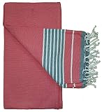  Fouta de Panal de Abeja -100% algodón peigné- Uso Aussi Bien en Pareo Toalla, Toalla de Playa, Mantel, del Muelle de un sofá Dimensión, Modèle Ramatuelle Rose, 100 * 200cm