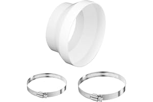 TXErfolg Round Ducting Reducer 150mm to 100mm mit Stainless Hose Clips(91-114mm,141-165mm) 6 to 4 inch ABS Ducting Joint for Connect Round Duct Pipe or Extractor Fans Reducer