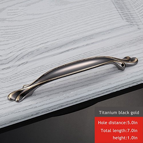 Preisvergleich Produktbild Griff Schrank Türgriff Europäischen Stil Schublade Griff Schranktürgriff Modernen Minimalistischen Titan Schwarz Gold Griff,Q10-5.0in
