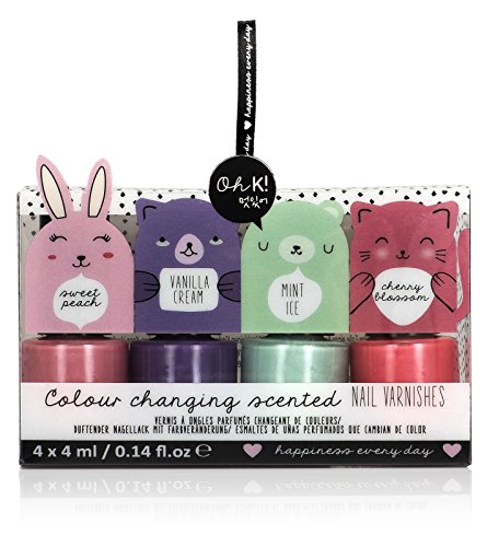 Oh K! Colour Changing Scented Nail Varnish - Set of 4 Heat Changing Nail Polish
