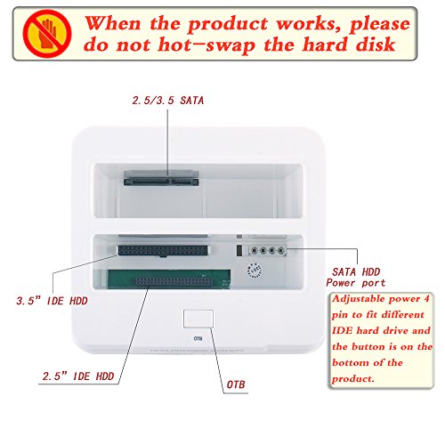 WANLONGXIN WLX-895U2ISC-DE USB 2.0 zu SATA IDE Dual-Steckplätze Extern Festplattenlaufwerk-Dockingstation Mit Kartenleser Und 2 Port USB 2.0 Hub, Für 2.5 3.5 Zoll Festplatte IDE SSD SATA I / II / III (Unterstützung WD IDE-Festplatte) - 4