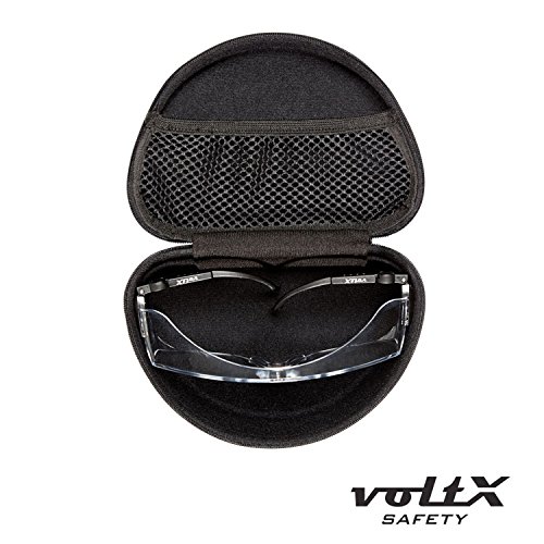 voltX ‚OVERSPECS‘ Gewerbliche Schutzbrille für Brillenträger im Industriewesen mit Schutzhülle – CE EN166f zertifiziert (gelb Scheibe) – individuell anpassbarer Bügel – beschlagfrei, kratzfest, UV380 Schutz – Safety Overglasses - 7