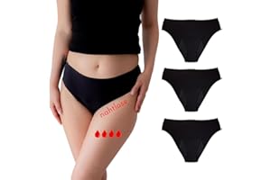 Relixa Periodenunterschwäsche starke Blutung Seamless Slips Damen und Mädchen Set 3er-Pack 50 ML Menstruationunterwäsche Perioden Unterwäsche XS-4XL