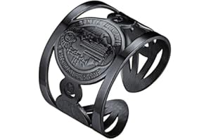 FAITHHEART Bijoux Chrétien Bague Anneau Ouverte Saint Benoit Classique Chevalier en Acier Inoxydable Motard Biker Fantaisie Gothique Homme Unisex Noir